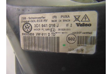 3D1941016J  FARO DERECHO VOLKSWAGEN PHAETON (3D3/3D7) TDI V6 4Motion (5 asientos) 2007 3D1941016J 198567 VOLKSWAGEN - 2