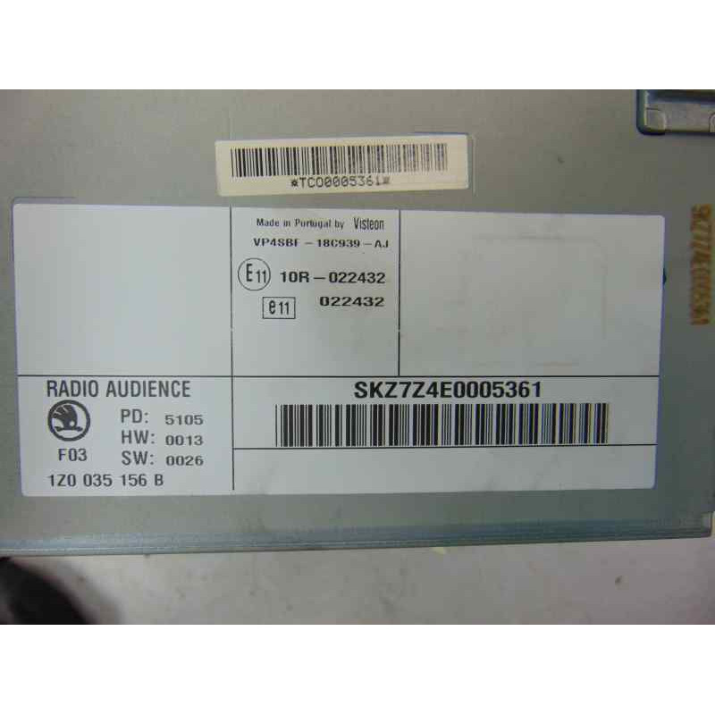 1Z0035156B SISTEMA AUDIO / RADIO CD SKODA OCTAVIA COMBI (1Z5) Elegance 2006 1Z0035156B 177568 SKODA - 4