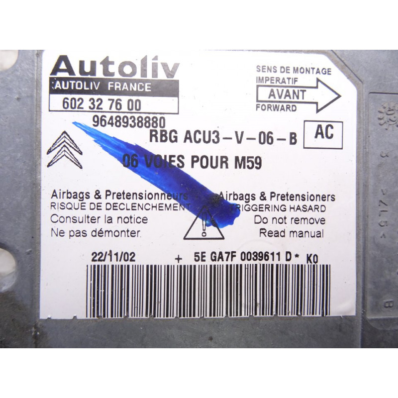 9648938880 CENTRALITA AIRBAG CITROEN BERLINGO