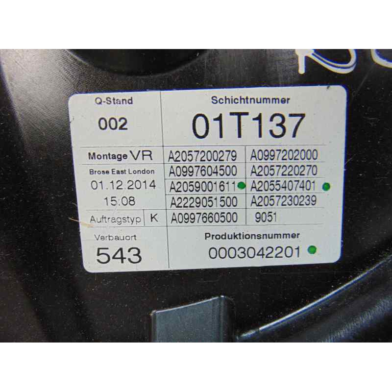 A2057200279 ELEVALUNAS DELANTERO DERECHO MERCEDES-BENZ CLASE C (BM 205) BERLINA