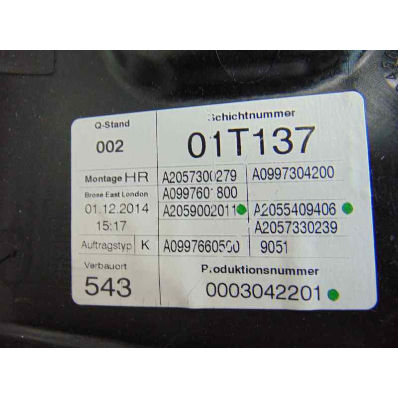 A2057300279 ELEVALUNAS TRASERO DERECHO MERCEDES-BENZ CLASE C (BM 205) BERLINA