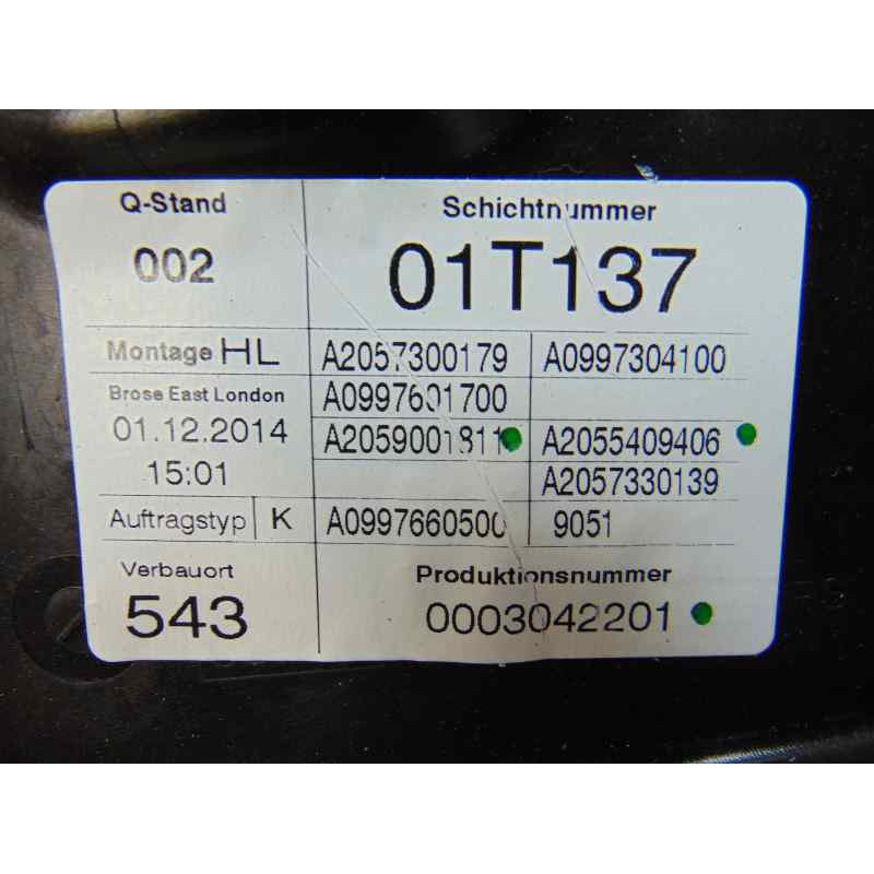 A2057300179 ELEVALUNAS TRASERO IZQUIERDO MERCEDES-BENZ CLASE C (BM 205) BERLINA