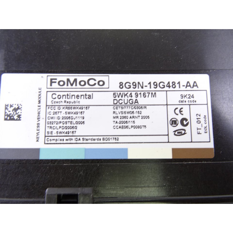 8G9N19G481AA  MODULO ELECTRONICO JAGUAR XF 3.0 V6 Diesel Luxury 2012 8G9N19G481AA 215835 JAGUAR - 2