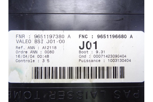 9651197380  CAJA RELES / FUSIBLES CITROEN C5 BERLINA 2.0 HDi Magic 2004 9651197380 216619 CITROEN - 2