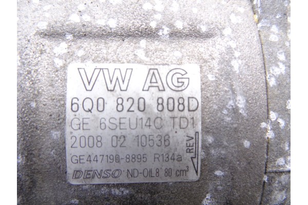 6Q0820808D  COMPRESOR AIRE ACONDICIONADO SEAT IBIZA BERLINA (6J5) Reference 2008 6Q0820808D 217232 SEAT - 2