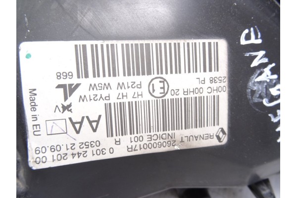 260600017R FARO IZQUIERDO RENAULT MEGANE III SPORT TOURER