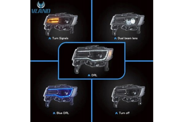 FULL LED DRL HEADLIGHTS VLAND COMPLETE SET JEEP GRAND CHEROKEE WK2 2014 2021 Part manufacturer VLAND