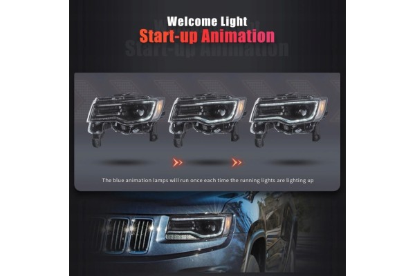FULL LED DRL HEADLIGHTS VLAND COMPLETE SET JEEP GRAND CHEROKEE WK2 2014 2021 Installation side left right