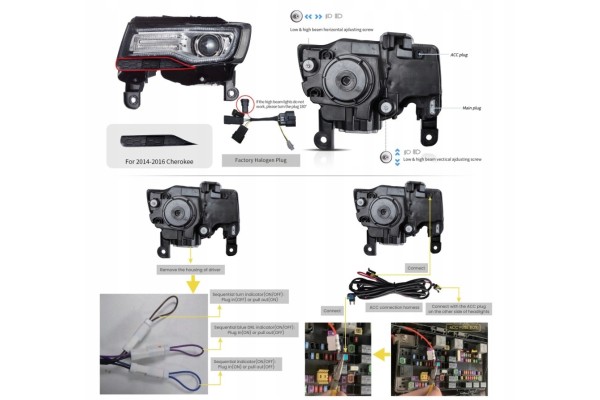 Juego Completo de Faros LED Diurnos VLAND para Jeep Grand Cherokee WK2