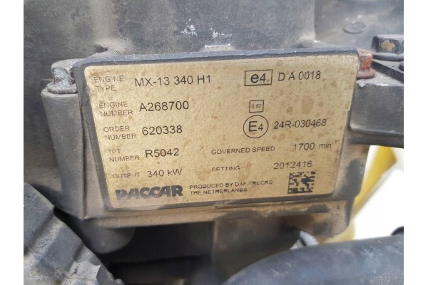 ENGINE DAF 12 9 462KM MX 13340H1 XF Engine type diesel