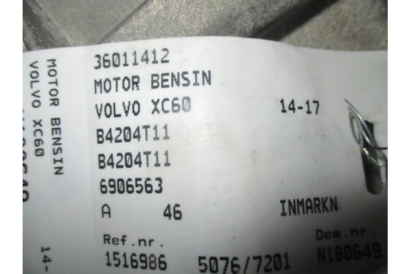 ENGINE B4204T11 VOLVO XC60 S60 S80 XC70 T5 245KM 12000KM NEW W WA Catalog number of the part 36011412
