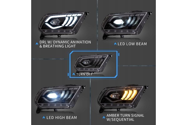 FORD MUSTANG 2010 2014 LAMP EUROPE SET LEFT RIGHT LED VLAND Installation side left right