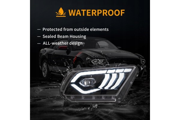 Faros LED Vland Negros para Ford Mustang 2010-2014 Izquierdo y Derecho