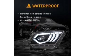 Faros LED Vland Negros para Ford Mustang 2010-2014 Izquierdo y Derecho