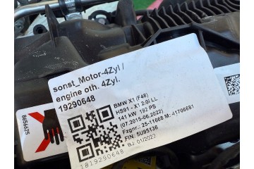 Engine BMW B48A20A F48 X1 X2 F39 1 F40 2 F44 F45 MINI F56 F60 37km mileage Car type passenger cars