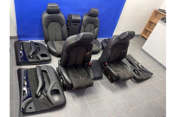 AUDI A8 D4 ARMCHAIRS COUCH LEATHER BLACK ALCANTARA