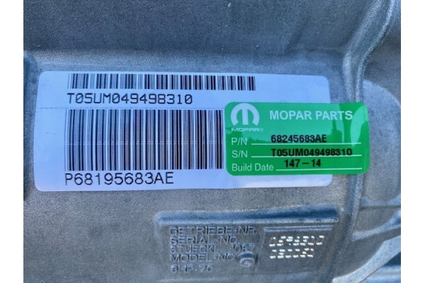 AUTOMATIC TRANSMISSION ZF 8HP70 DODGE RAM 1500 4x4 NEW Product weight with unit packaging 80 kg