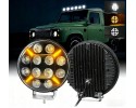 4X 9 Long Range LED Headlight with Orange White Flashing Light