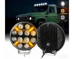 4X 9 Long Range LED Headlight with Orange White Flashing Light