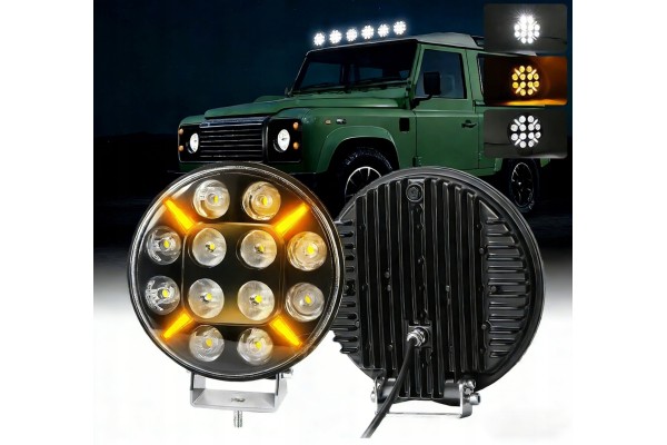 4X 9 Long Range LED Headlight with Orange White Flashing Light