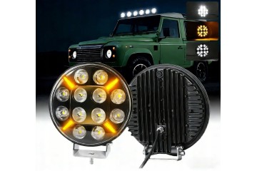 4X 9 Long Range LED Headlight with Orange White Flashing Light