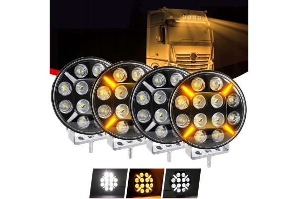 4X 9 Long Range LED Headlight with Orange White Flashing Light EAN GTIN 6900549557123