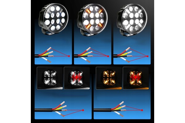 4X 9 LED Luz de Conducción con Luz Intermitente Ámbar/Blanca