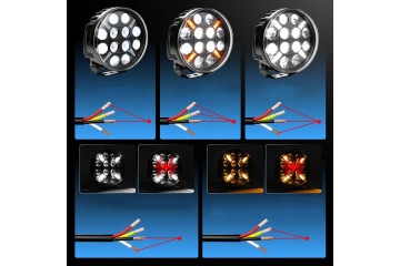 4X 9 LED Luz de Conducción con Luz Intermitente Ámbar/Blanca