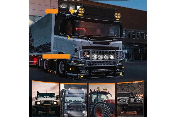 4X 9 LED Luz de Conducción con Luz Intermitente Ámbar/Blanca