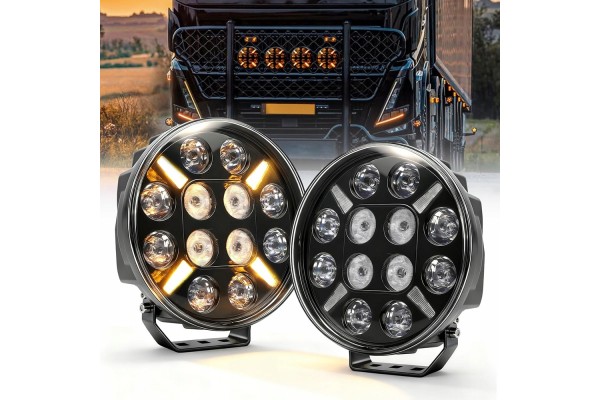 4X 9 LED Luz de Conducción con Luz Intermitente Ámbar/Blanca