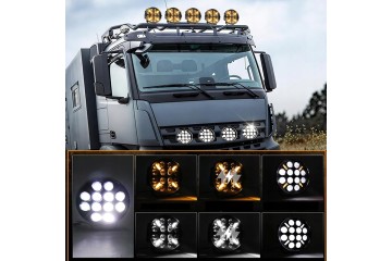 4X 9 LED Luz de Conducción con Luz Intermitente Ámbar/Blanca