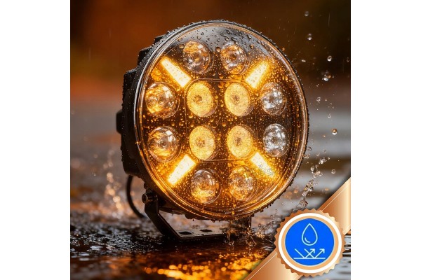 4X 9 LED Luz de Conducción con Luz Intermitente Ámbar/Blanca