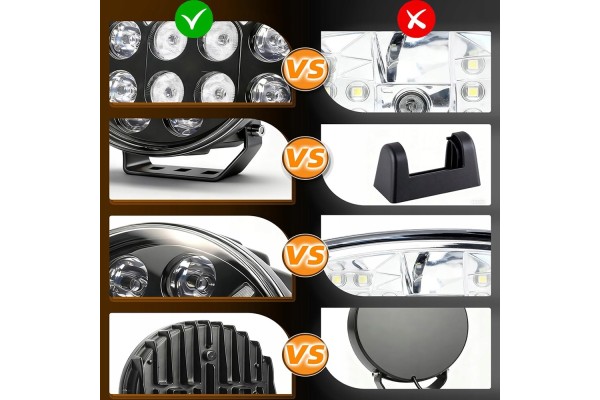 4X 9 LED Luz de Conducción con Luz Intermitente Ámbar/Blanca