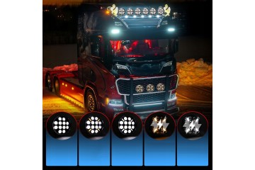 4X 9 LED Luz de Conducción con Luz Intermitente Ámbar/Blanca