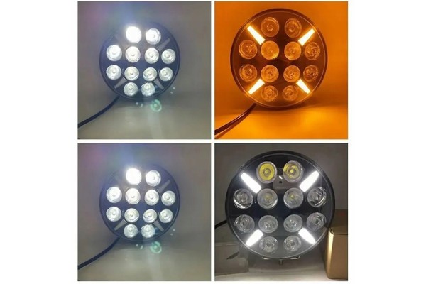 4X 9 LED Luz de Conducción con Luz Intermitente Ámbar/Blanca