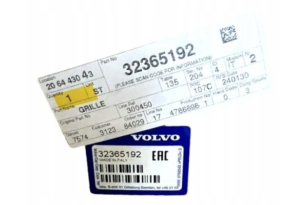 VOLVO XC90 II grille bumper grille front chrome Inscription OE Catalog number of the part 32365192