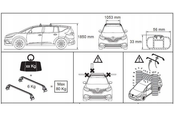 Roof crossbars RENAULT ESPACE V 5 ASO OE Catalog number of the part 8201727794