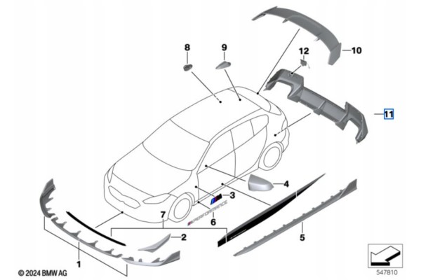 Difusor de carbono original M Performance para BMW Serie 1 F70 - 51125