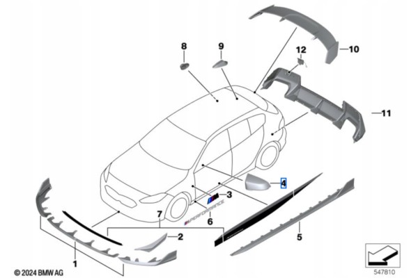 Cubierta de carbono original para espejo exterior derecho BMW M Perfor