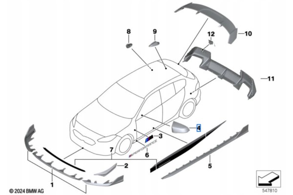 51165A891A0 Outside mirror canopy carbon right BMW 1 F70 2 F74