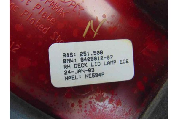 8409012 PILOTO TRASERO DERECHO INTERIOR BMW SERIE X5 (E53)
