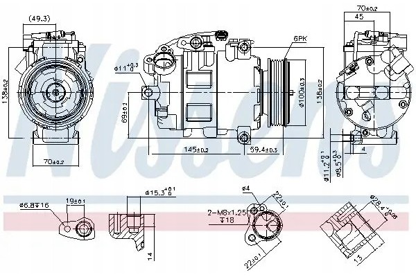 COMPRESSOR AIR CONDITIONING COMPRESSOR 890068 NISSENS Catalog number of the original SEAT 4471501542 SEAT 4471501720 SEAT 447190