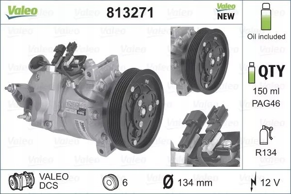 813271 AIR CONDITIONING COMPRESSOR VOLVO S80 V70 XC70 06 VALEO Part manufacturer Valeo