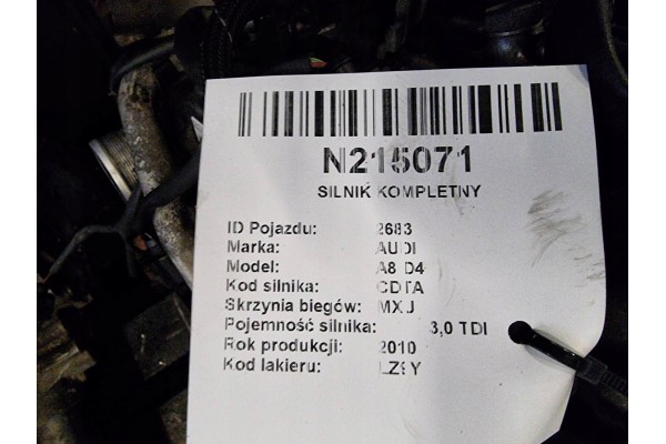 Audi A8 S8 D4 4H 2010 Complete CDT 3 0 TDI engines Catalog number of the part CDT