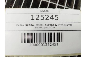 ENGINE COMPLETE DXP DXPA 2 0 TDI 150 SKODA SUPERB IV 2024 POST Engine type diesel
