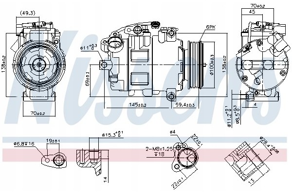 Compressor air conditioning NISSENS 890068 Part manufacturer Nissens