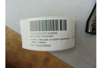 850420005R  MOLDURAS TRASERAS RENAULT MEGANE III COUPE Dynamique 2009 850420005R 184669 RENAULT - 1