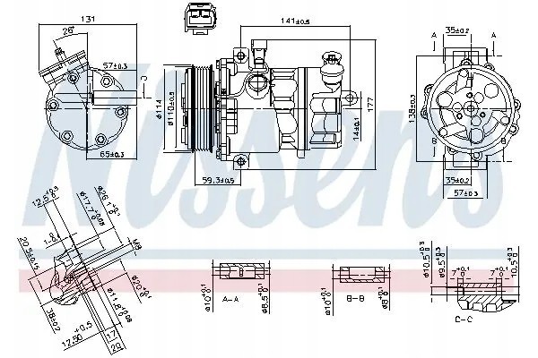 COMPRESSOR AIR CONDITIONING COMPRESSOR 890074 NISSENS Catalog number of the original ALFA ROMEO 51820448 ALFA ROMEO 51897475 ALF