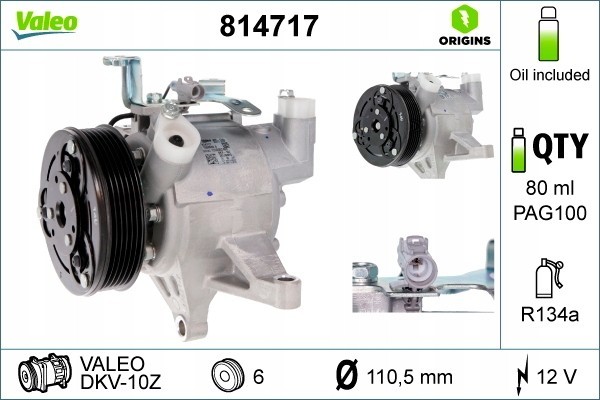 Compressor air conditioning VALEO 814717 Catalog number of substitutes ACAUTO AC 01ZX109 ACAUTO AC 03XX28 ACAUTO AC 04ZX18 ACAUT