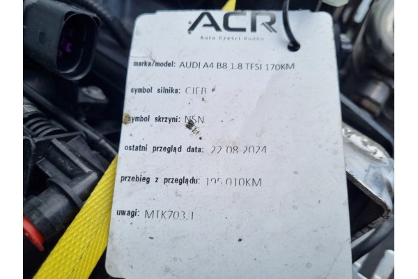 Motor Audi A4 B8 1.8 TFSI 170CV con kilometraje documentado 195,000 km